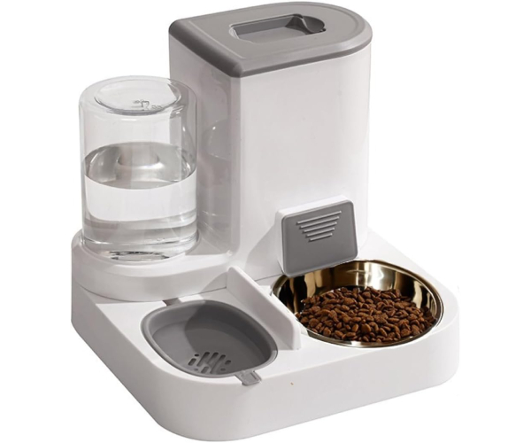 6 Automatischer Katzenfutter- und Wasserspender (2,2 l + 1 l) – 2-in-1-Kombination mit Edelstahlnapf – hygienisch und praktisch